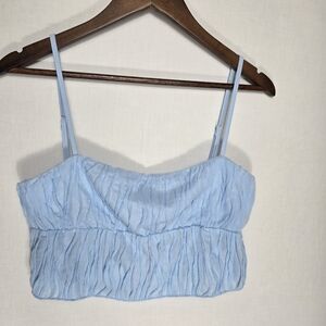 Princess Polly Light Blue Spaghetti Strap Crop Top Size 6 Coquette Aesthetic Y2K